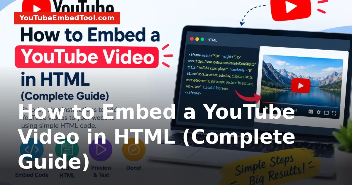 Computer screen showing HTML code for embedding a YouTube video alongside a live player preview.