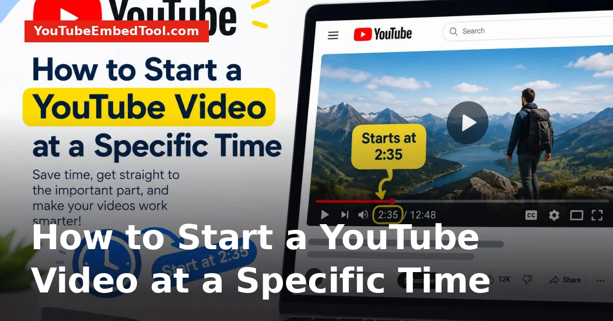 A laptop screen showing a YouTube video paused at an exact timestamp with link sharing options highlighted
